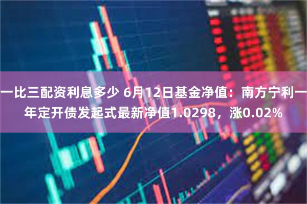 一比三配资利息多少 6月12日基金净值：南方宁利一年定开债发起式最新净值1.0298，涨0.02%