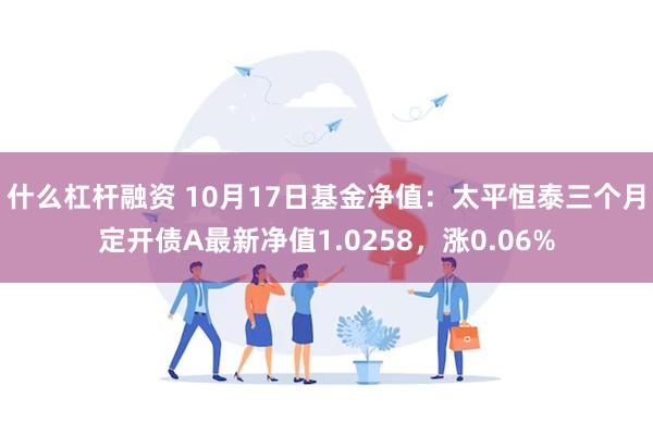 什么杠杆融资 10月17日基金净值：太平恒泰三个月定开债A最新净值1.0258，涨0.06%